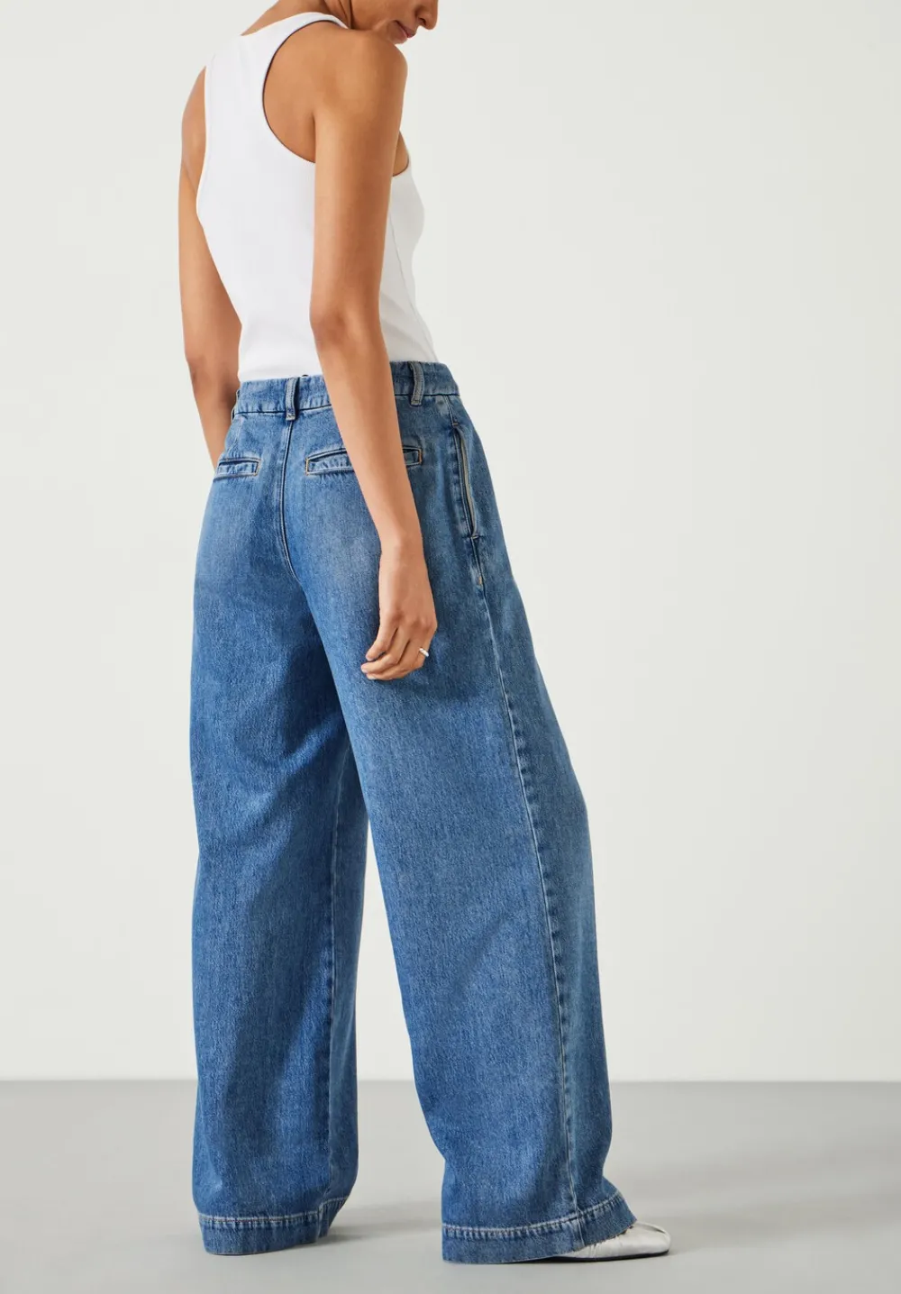 hush Jeans|Trousers|Lya Pleated Wide Leg Jeans Mid Authentic Blue
