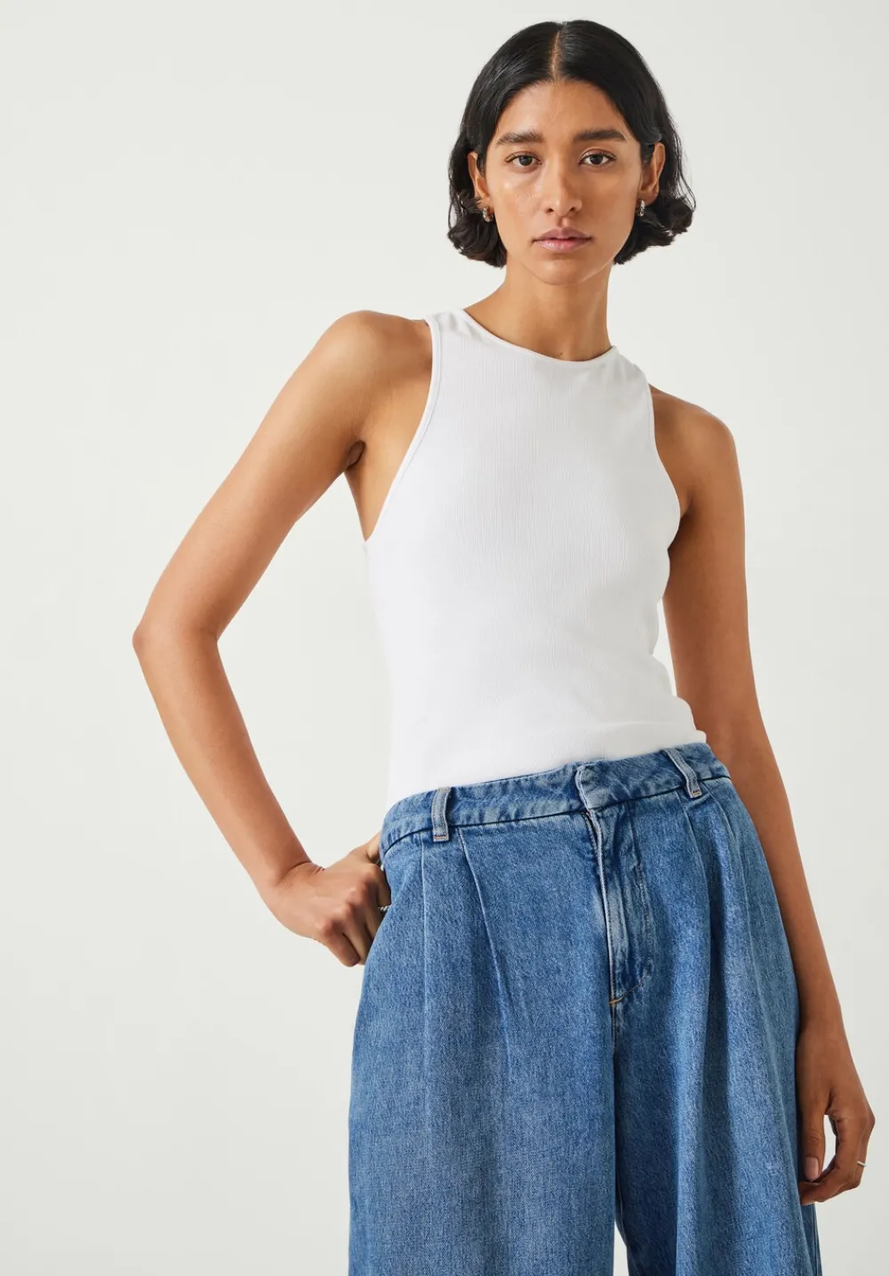 hush Jeans|Trousers|Lya Pleated Wide Leg Jeans Mid Authentic Blue