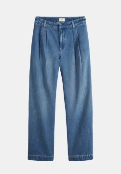 hush Jeans|Lya Pleated Wide Leg Jeans Mid Authentic Blue