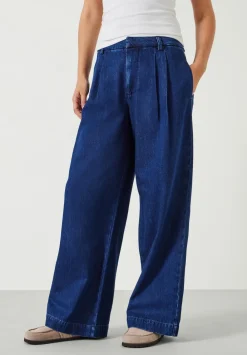 hush Jeans|Trousers|Lya Pleated Wide Leg Jeans Indigo Rinse Wash