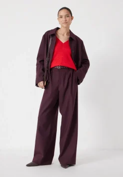 hush Trousers|Lya Wool Blend Wide Leg Trousers Winetasting