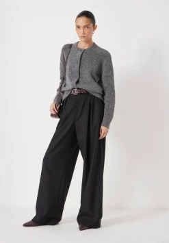 hush Trousers|Lya Wool Blend Wide Leg Trousers Black
