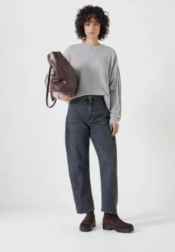 hush Jumpers & Cardigans|Lydia Ottoman Stripe Crew Neck Jumper Light Grey Marl