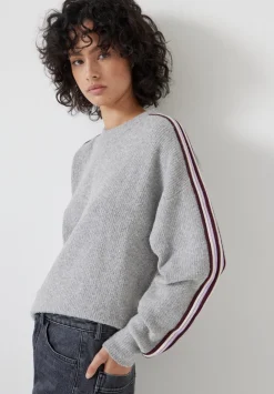 hush Jumpers & Cardigans|Lydia Ottoman Stripe Crew Neck Jumper Light Grey Marl
