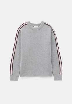 hush Jumpers & Cardigans|Lydia Ottoman Stripe Crew Neck Jumper Light Grey Marl