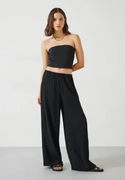 hush Trousers|Lyra Oversized Tie Waist Trousers Black