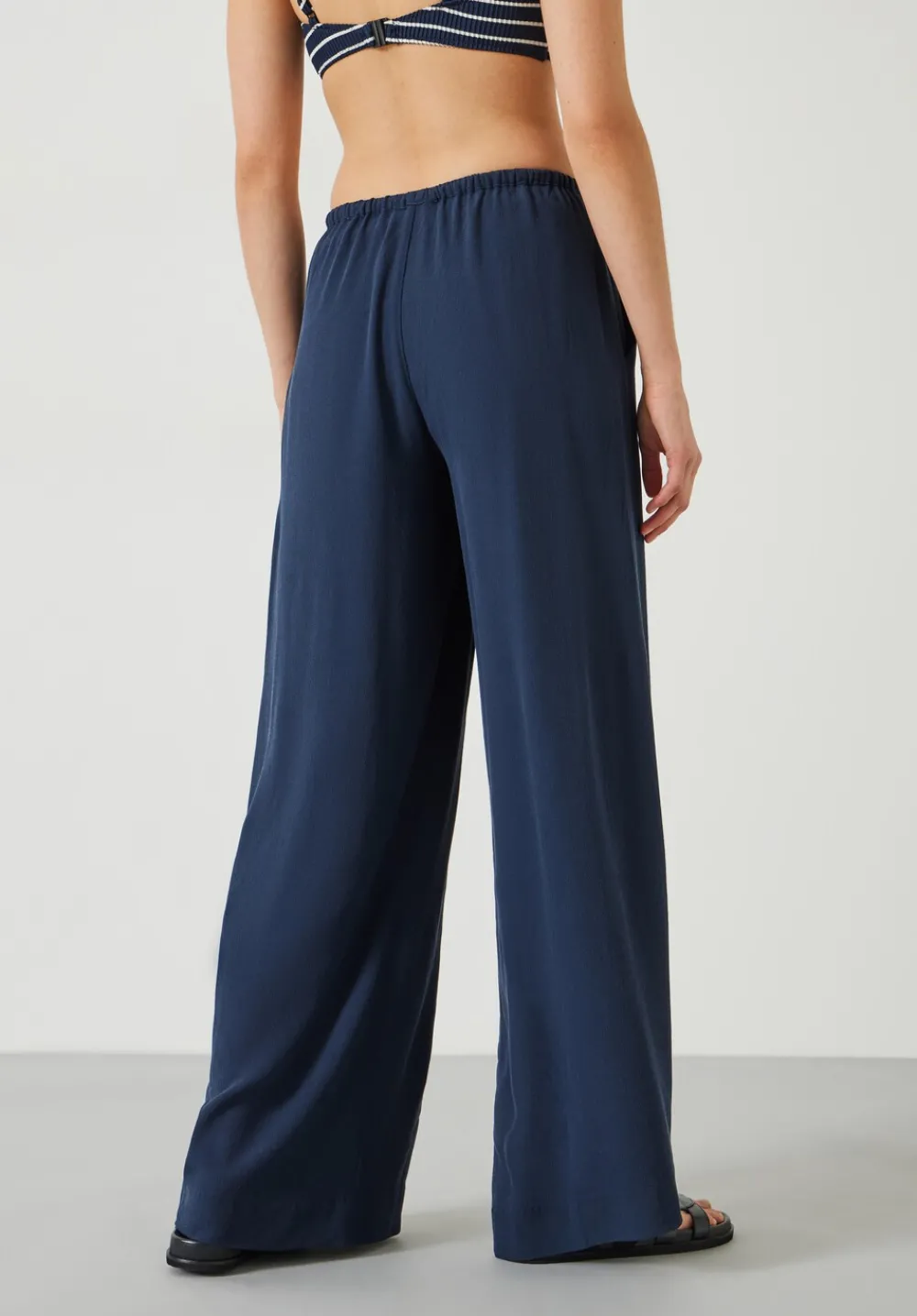 hush Trousers|Lyra Oversized Tie Waist Trousers Deep Navy