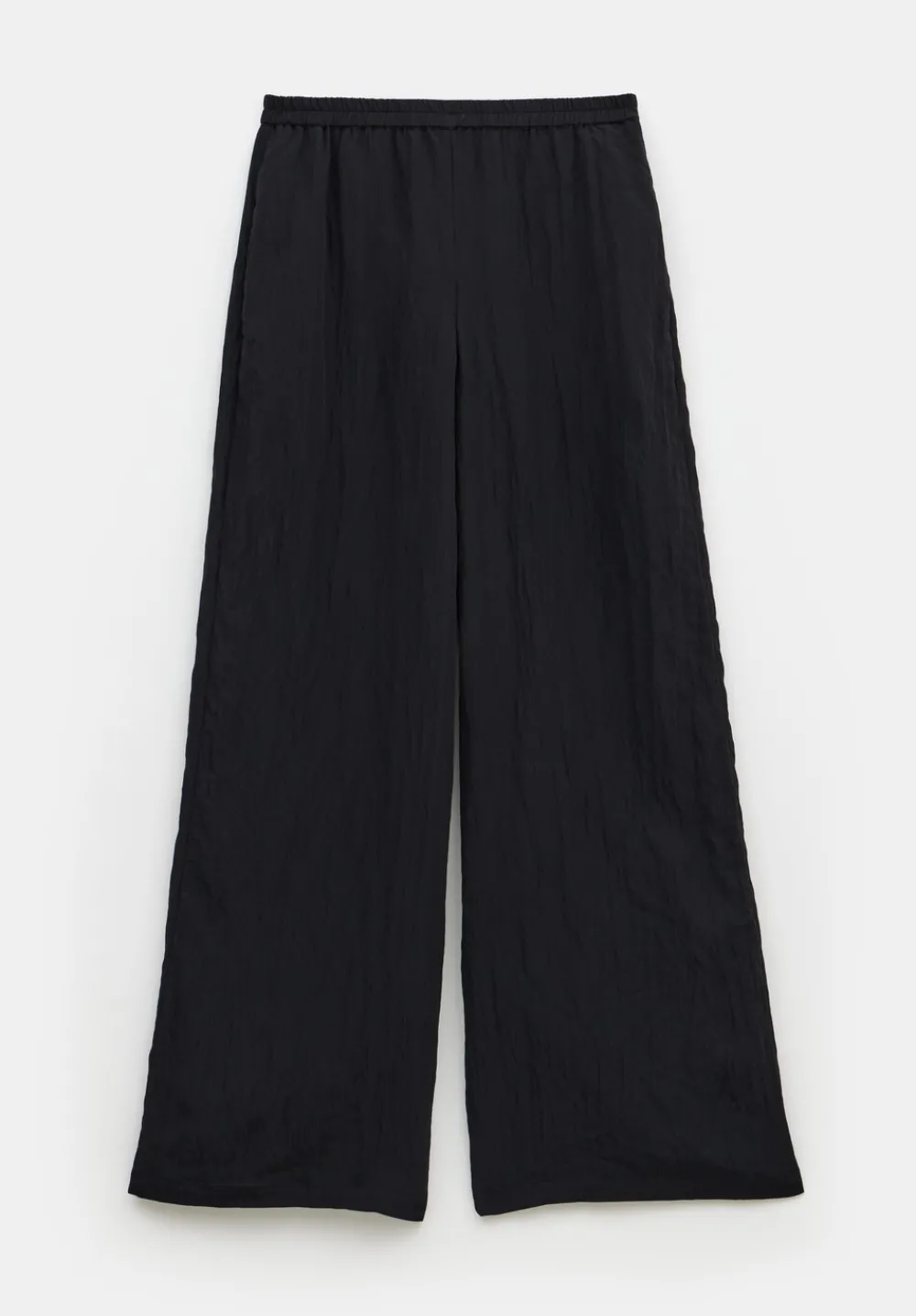 hush Trousers|Mabel Fluid Wide Leg Crinkle Trousers Black
