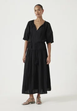 hush Shirts & Blouses|Mae Crinkle Balloon Sleeve Blouse Black