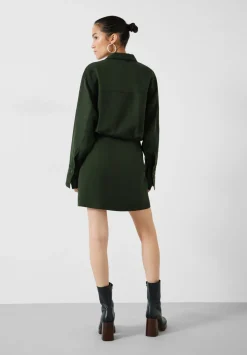 hush Dresses|Maia Mini Utility Dress Dark Green