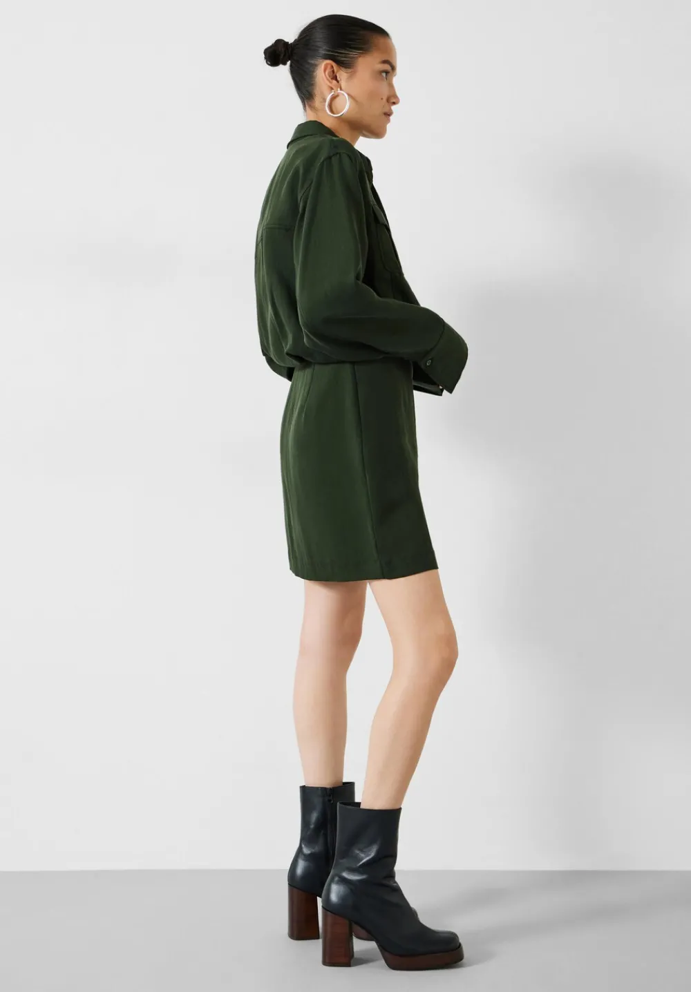 hush Dresses|Maia Mini Utility Dress Dark Green
