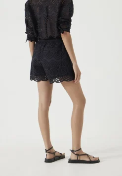 hush Shorts|Margot Cotton Broderie Pull On Shorts Black