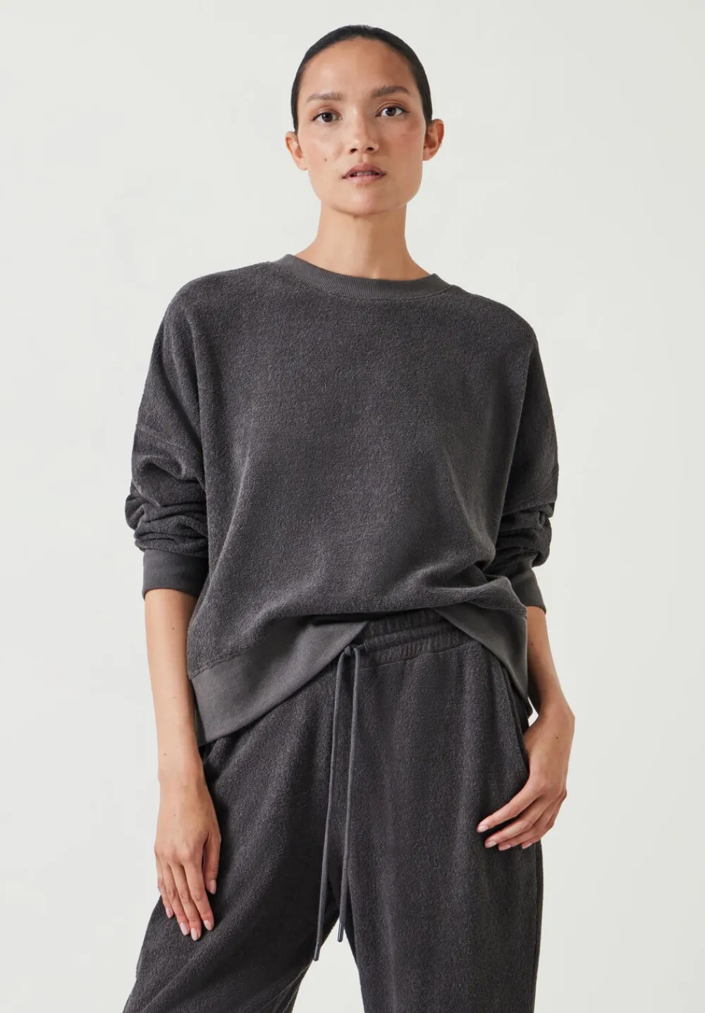 hush Sweatshirts & Hoodies|Marley Textured Sweatshirt Washed Grey