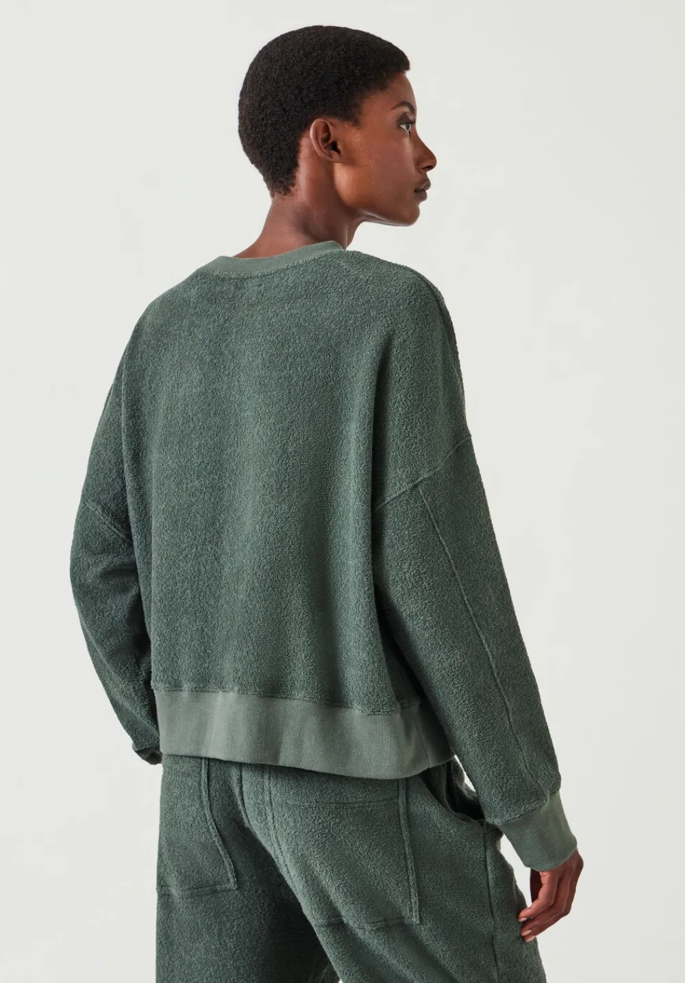 hush Sweatshirts & Hoodies|Marley Textured Sweatshirt Khaki Green