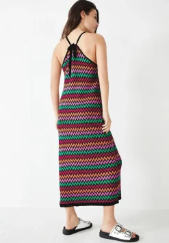 hush Dresses|Martina Halterneck Knitted Dress Black Multi