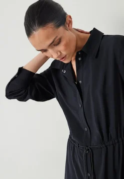 hush Dresses|Martina Midi Shirt Dress Black