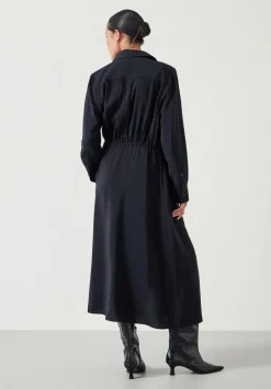 hush Dresses|Martina Midi Shirt Dress Black