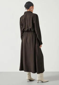 hush Dresses|Martina Midi Shirt Dress Chocolate brown