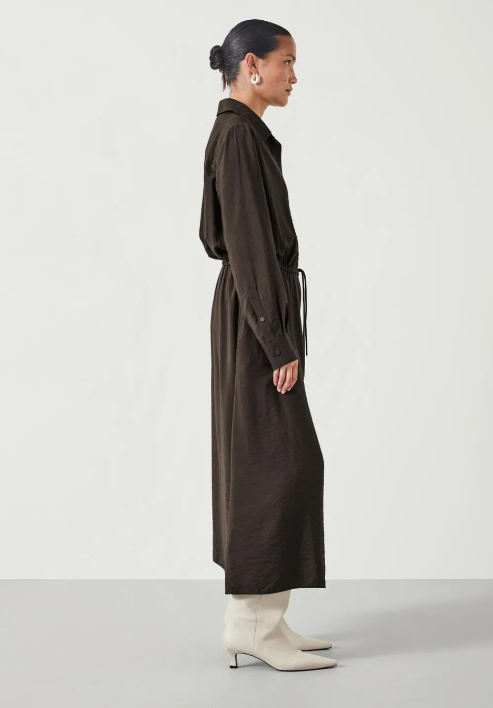hush Dresses|Martina Midi Shirt Dress Chocolate brown