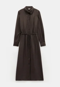 hush Dresses|Martina Midi Shirt Dress Chocolate brown