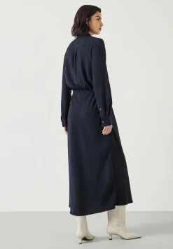 hush Dresses|Martina Pinstripe Midi Dress Washed Black