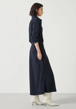 hush Dresses|Martina Pinstripe Midi Dress Washed Black