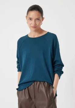 hush Tops & T-Shirts|Matilda Cotton Raglan Top Teal Blue