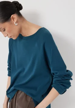 hush Tops & T-Shirts|Matilda Cotton Raglan Top Teal Blue