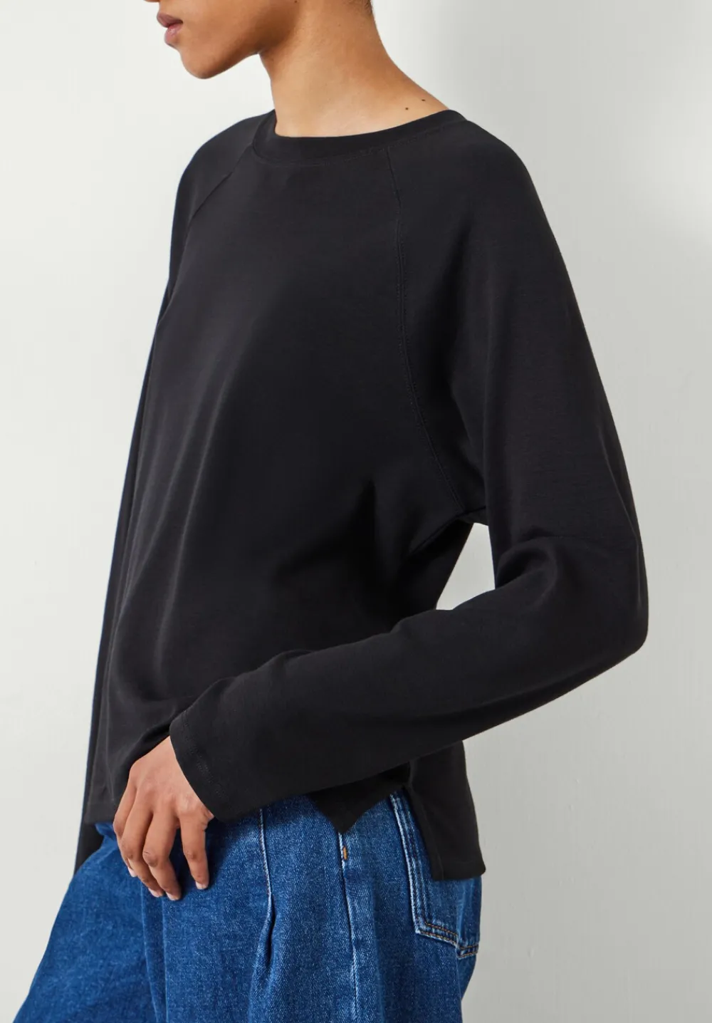 hush Tops & T-Shirts|Matilda Cotton Raglan Top Black Onyx