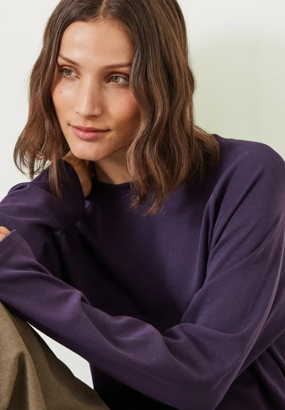hush Tops & T-Shirts|Matilda Cotton Raglan Top Dark Purple