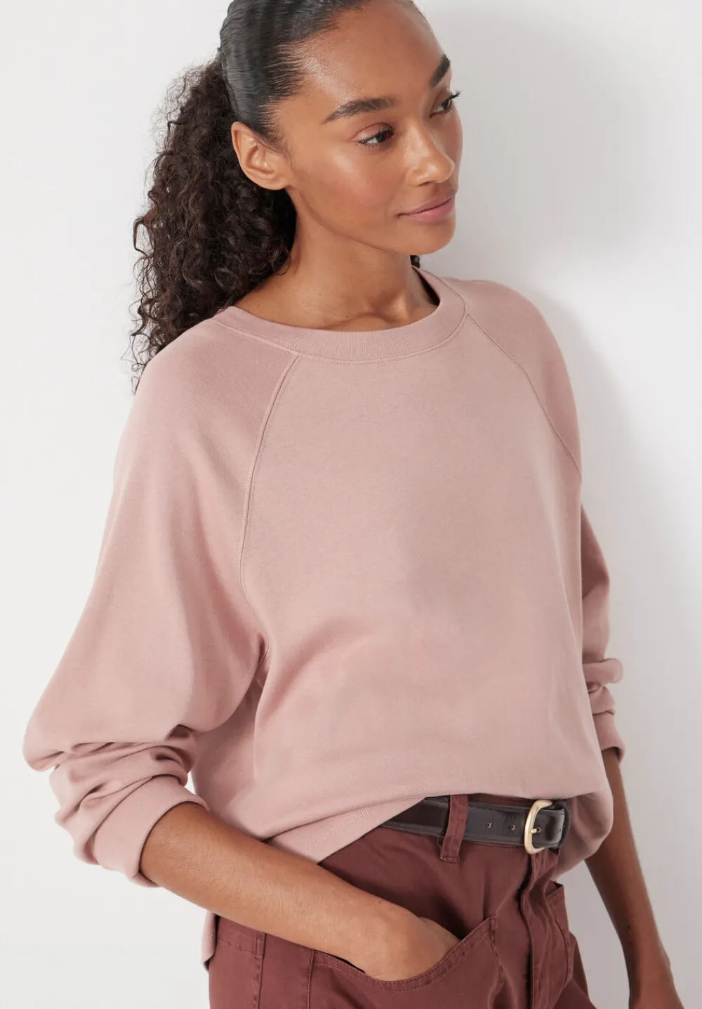 hush Tops & T-Shirts|Matilda Cotton Raglan Top Rosewood Pink