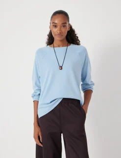 hush Tops & T-Shirts|Matilda Cotton Raglan Top Pale Blue