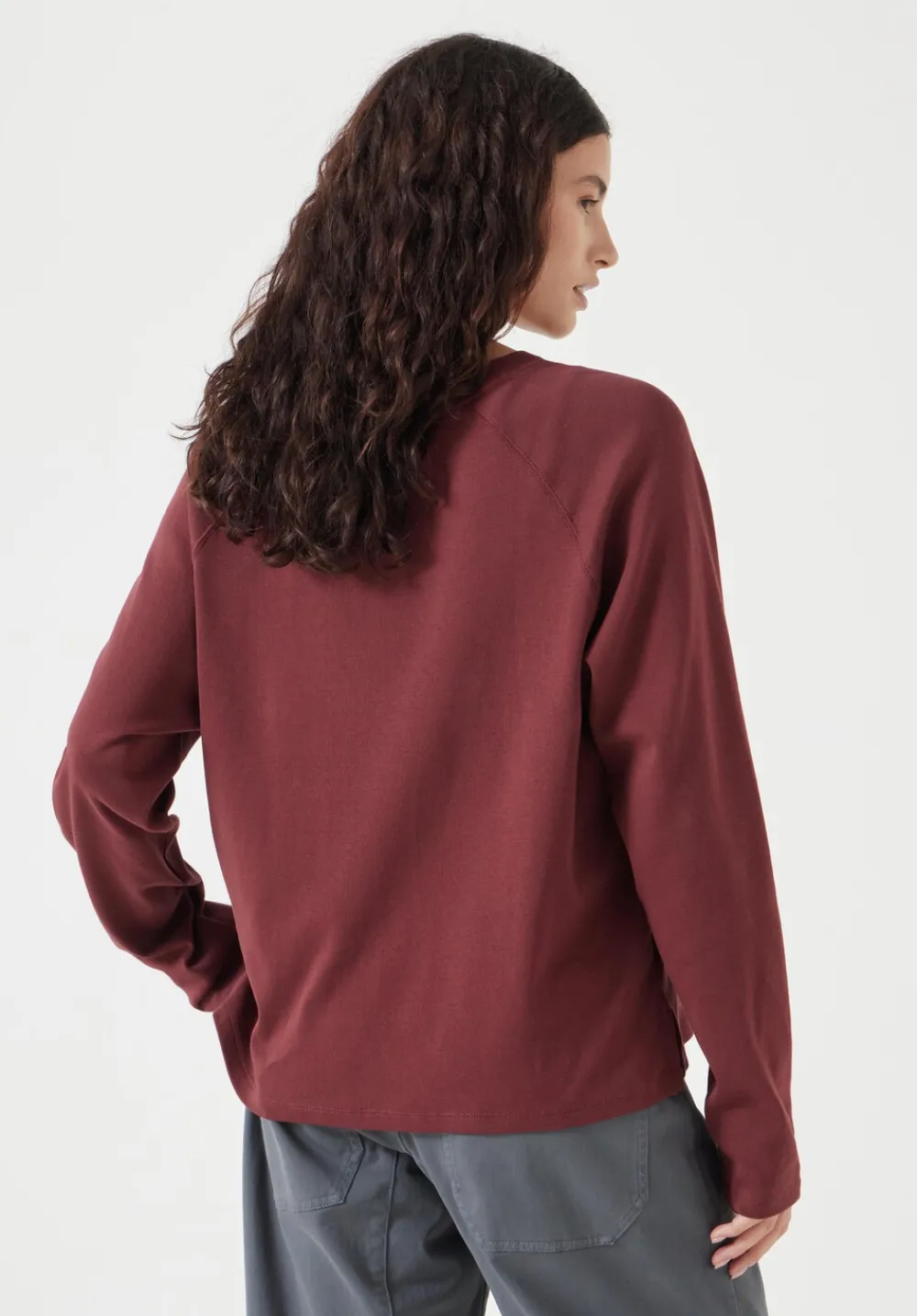 hush Tops & T-Shirts|Matilda Cotton Raglan Top Oxblood Red