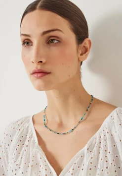 hush Jewellery|Maura Glass Bead Necklace Gold/Blue