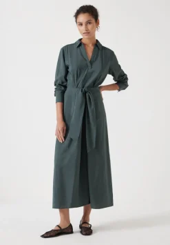 hush Dresses|Maya Air Flow Front Tie Maxi Dress Smoked Green