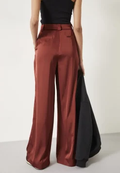 hush Trousers|Melanie Satin Trousers Brown