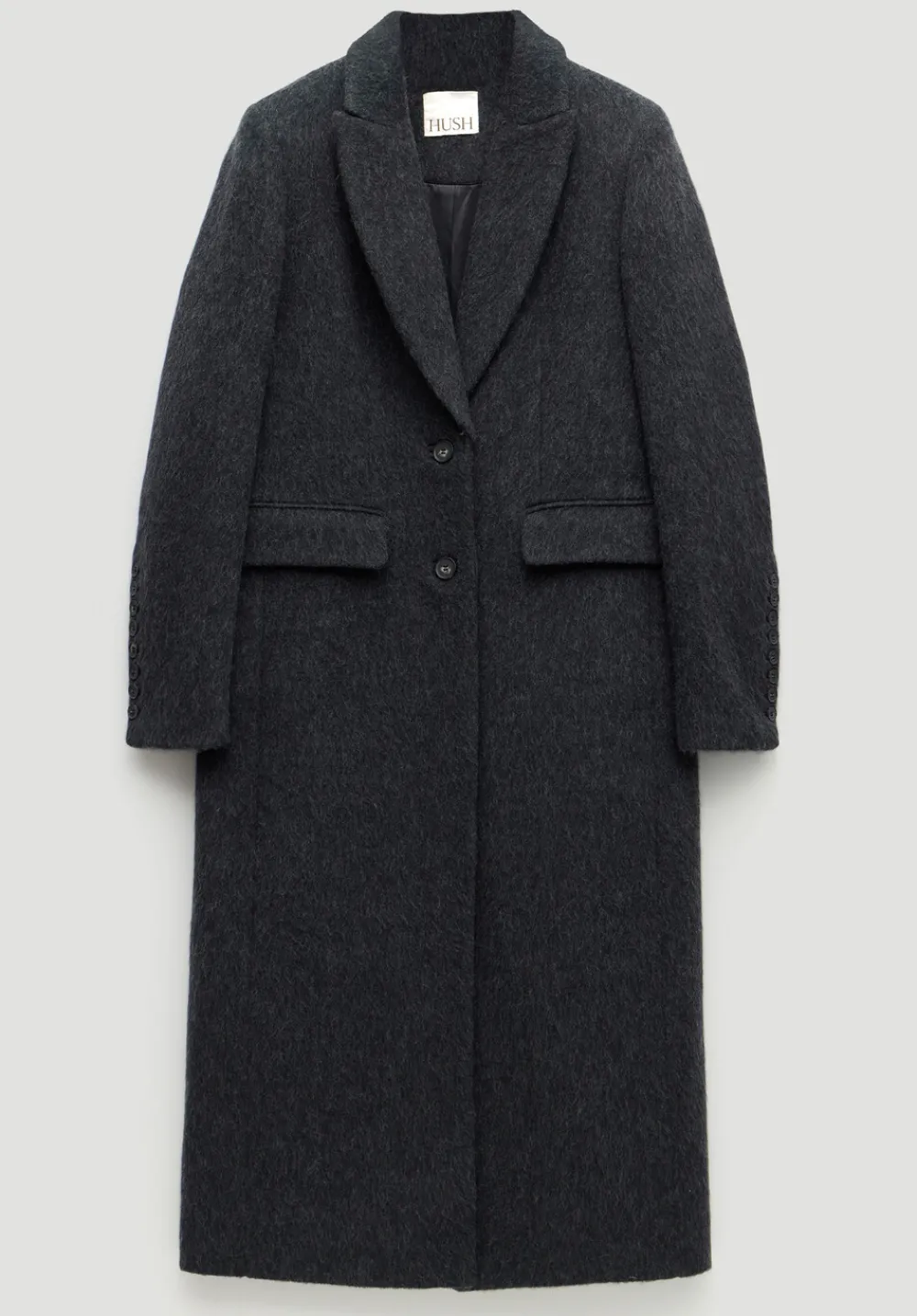 hush Jackets & Coats|Meridah Italian Wool Coat Dark Charcoal