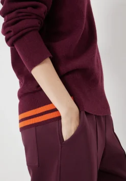 hush Jumpers & Cardigans|Merino Wool V Neck Jumper Burgundy Purple Mix