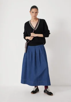 hush Jumpers & Cardigans|Merino Wool V Neck Jumper Black Mix