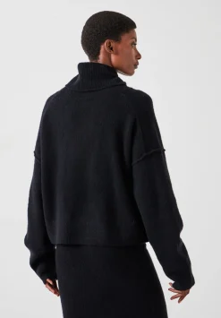 hush Jumpers & Cardigans|Meryl Wool Blend Cropped Roll Neck Jumper Black