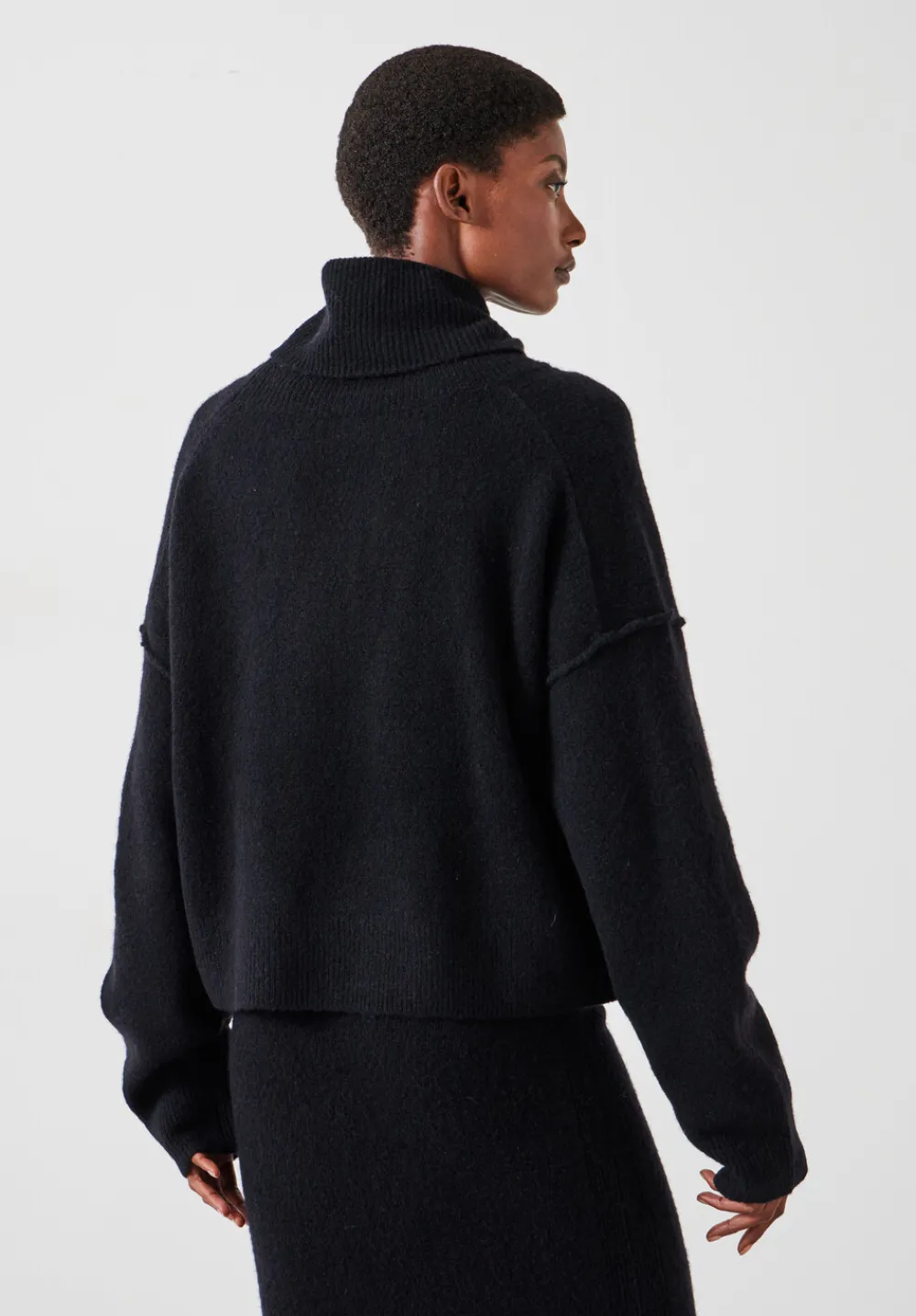 hush Jumpers & Cardigans|Meryl Wool Blend Cropped Roll Neck Jumper Black