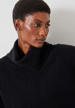 hush Jumpers & Cardigans|Meryl Wool Blend Cropped Roll Neck Jumper Black