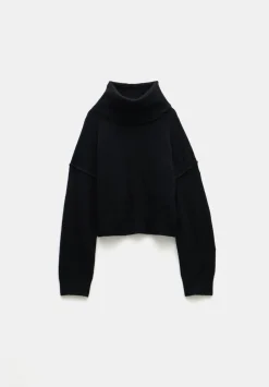 hush Jumpers & Cardigans|Meryl Wool Blend Cropped Roll Neck Jumper Black