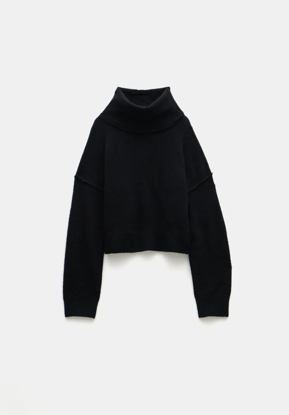 hush Jumpers & Cardigans|Meryl Wool Blend Cropped Roll Neck Jumper Black
