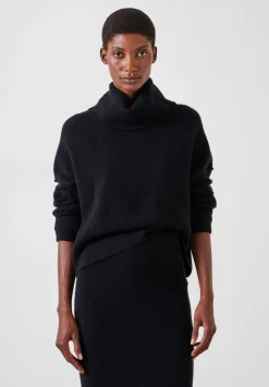 hush Jumpers & Cardigans|Meryl Wool Blend Cropped Roll Neck Jumper Black