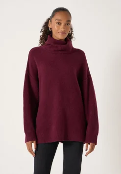 hush Jumpers & Cardigans|Meryl Wool Blend Roll Neck Jumper Burgundy Red