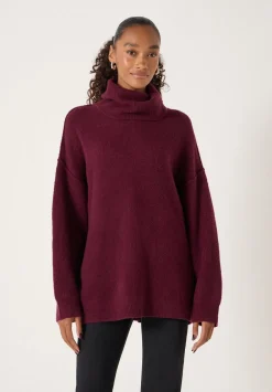 hush Jumpers & Cardigans|Meryl Wool Blend Roll Neck Jumper Burgundy Red