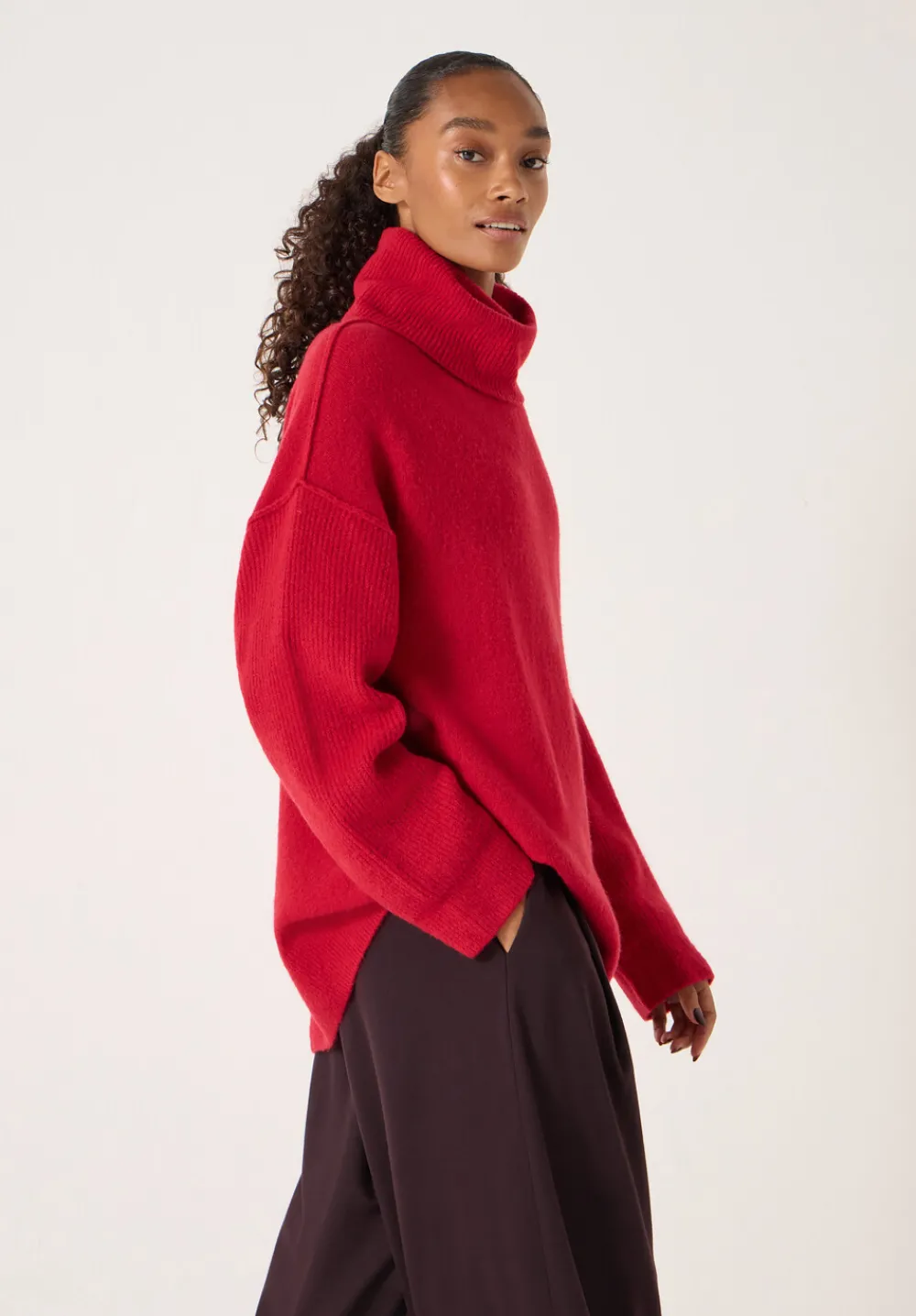 hush Jumpers & Cardigans|Meryl Wool Blend Roll Neck Jumper Fiery Red