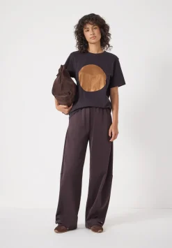 hush Tops & T-Shirts|Metallic Graphic Cotton T-Shirt Plum Purple