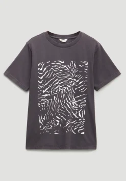 hush Tops & T-Shirts|Metallic Tiger Graphic T-Shirt Charcoal Grey